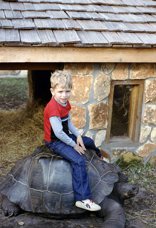 86-12-29, 18, Brian on Turtle, Gator Land in Florida