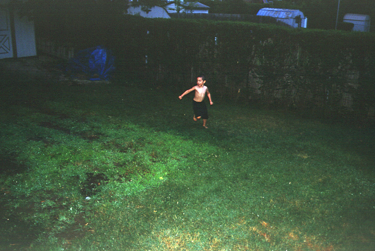 02-07-16, 12, Mikey running in sprinklers, SB, NJ
