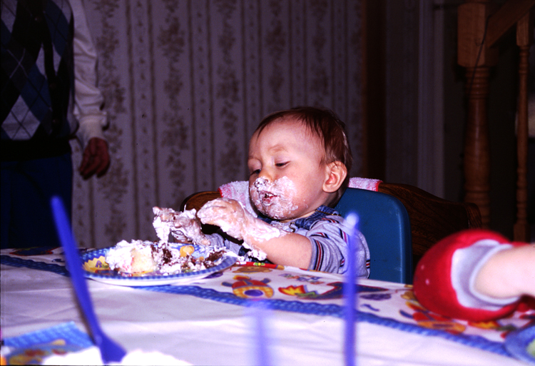 04-02-29, 41, Connor eating cake, Connor's Birthday