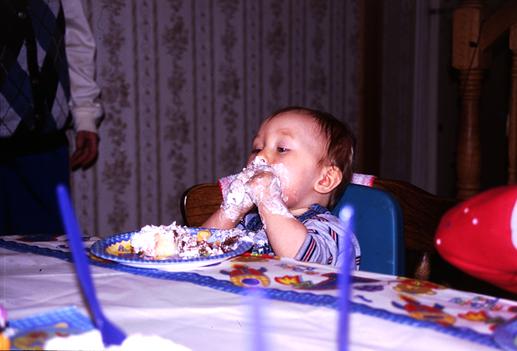 04-02-29, 42, Connor eating cake, Connor's Birthday