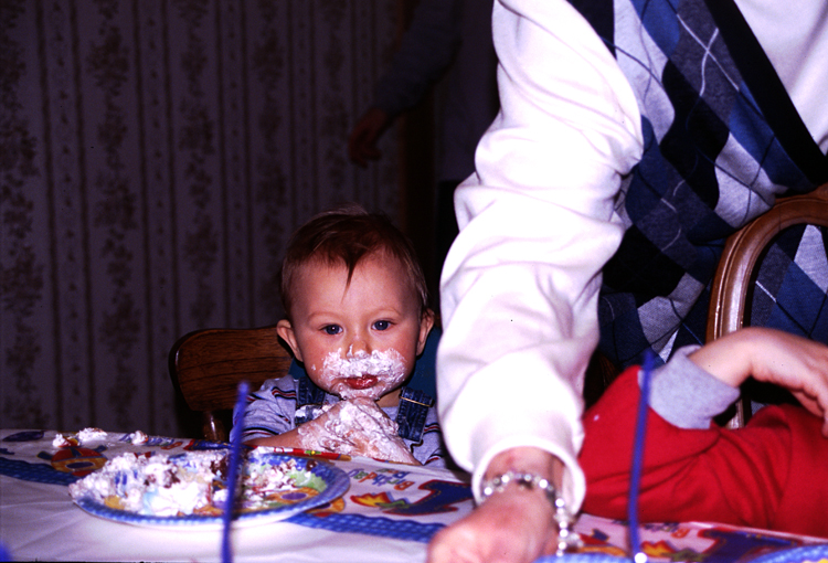 04-02-29, 50, Connor eating cake, Connor's Birthday