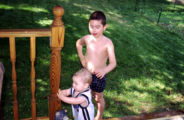 04-05-15, 05, Connor and Mikey in Sprinklers
