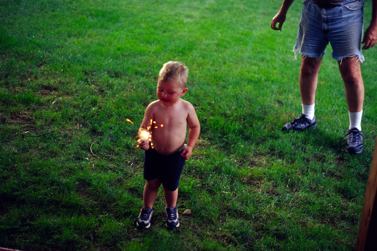 05-07-05, 1, Connor with Sparklers, Saddle Brook, NJ