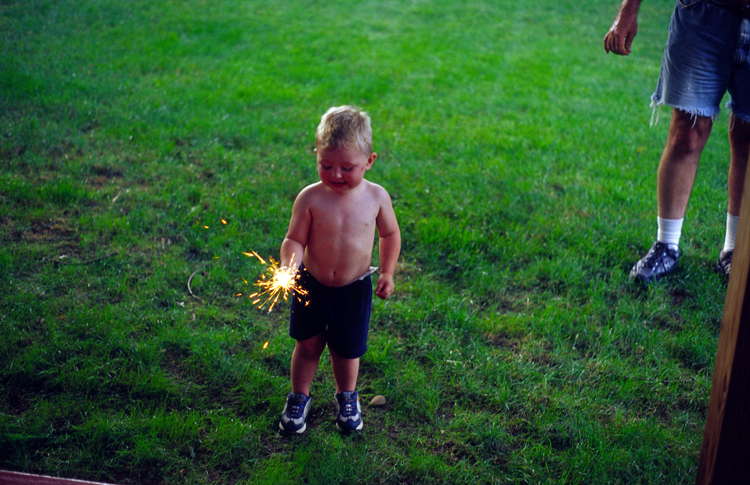 05-07-05, 3, Connor with Sparklers, Saddle Brook, NJ
