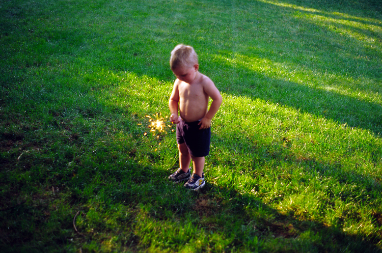 05-07-05, 8, Connor with Sparklers, Saddle Brook, NJ