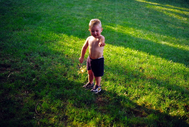 05-07-05, 9, Connor with Sparklers, Saddle Brook, NJ