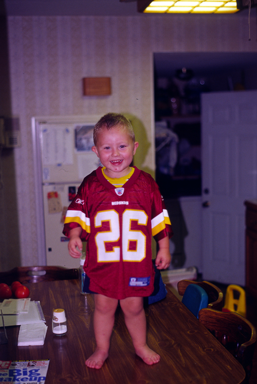 05-09-14, 02, Connor with a Red Skin Jersey on