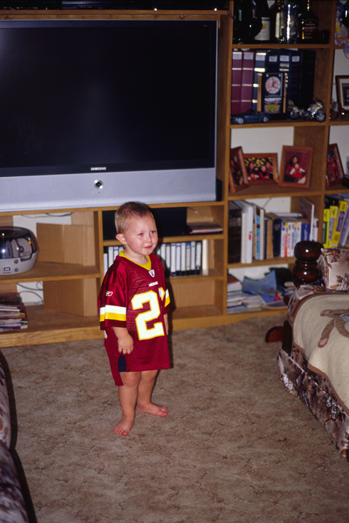 05-09-14, 07, Connor with a Red Skin Jersey on