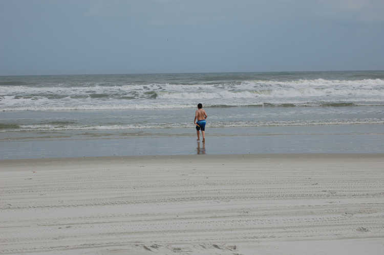 07-02-25, 003, Mikey going in, New Smyrna Beach, FL